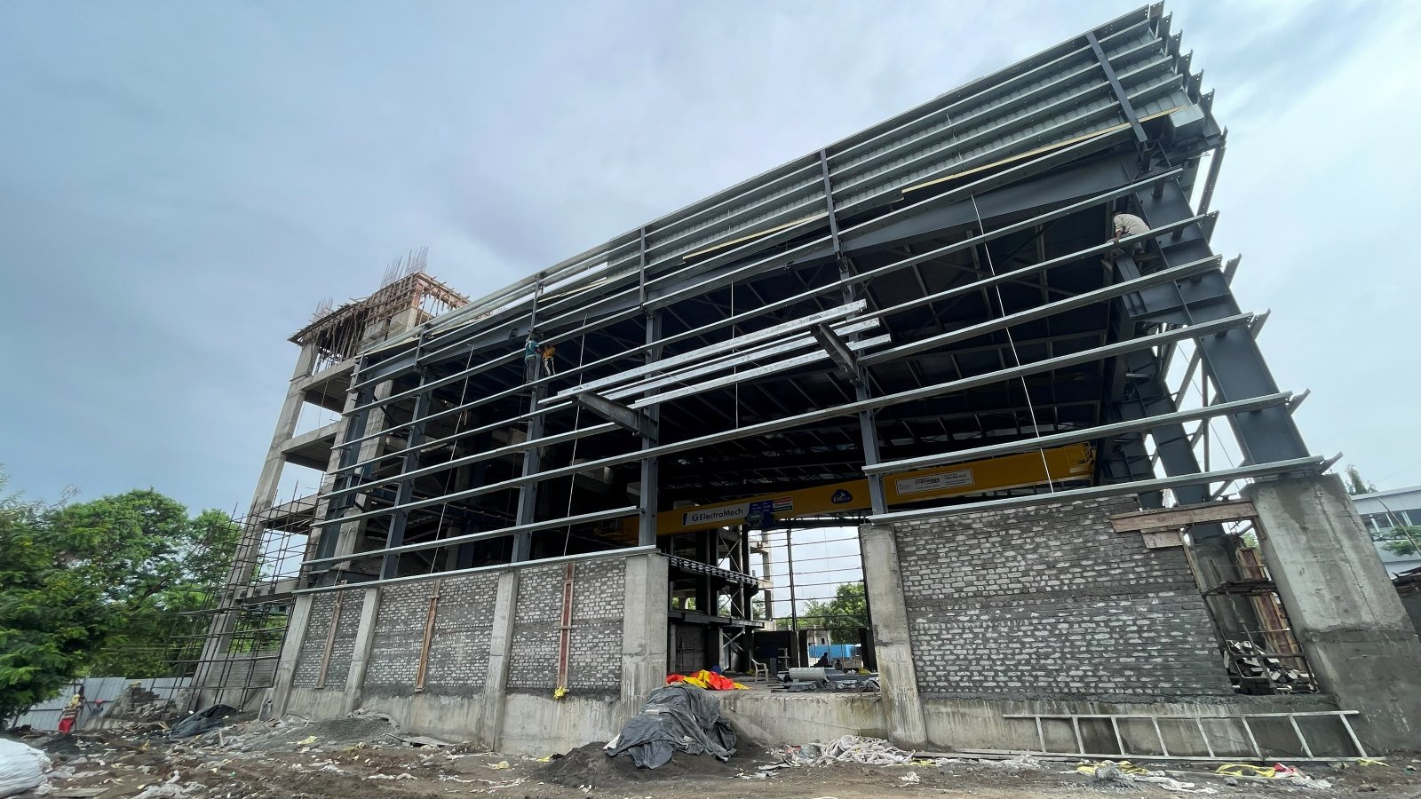 Lohia Mechatronik steel frame under erection, east elevation